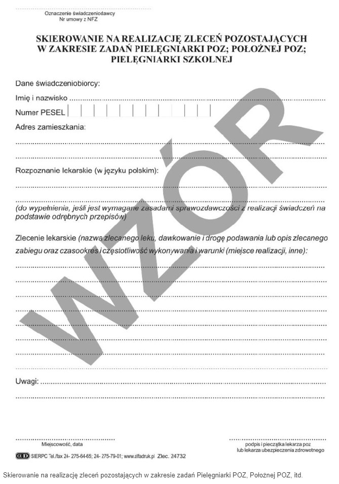 Druck - Überweisung zur Erfüllung von Aufträgen im Rahmen der Aufgaben der Krankenschwester für die Primärversorgung; Hebamme für die Primärversorgung; Schulkrankenschwester 100 Artikel
